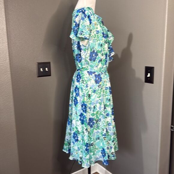 George Floral Wrap Dress - Blue and Green - Picture 6 of 10